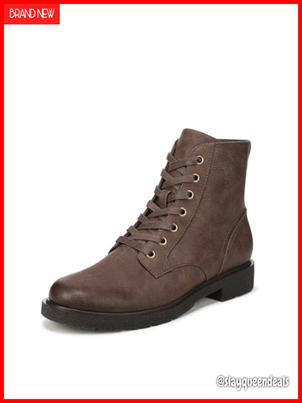 Aviation Lace-Up Ankle Boots Faux Leather Comfort Block Heel